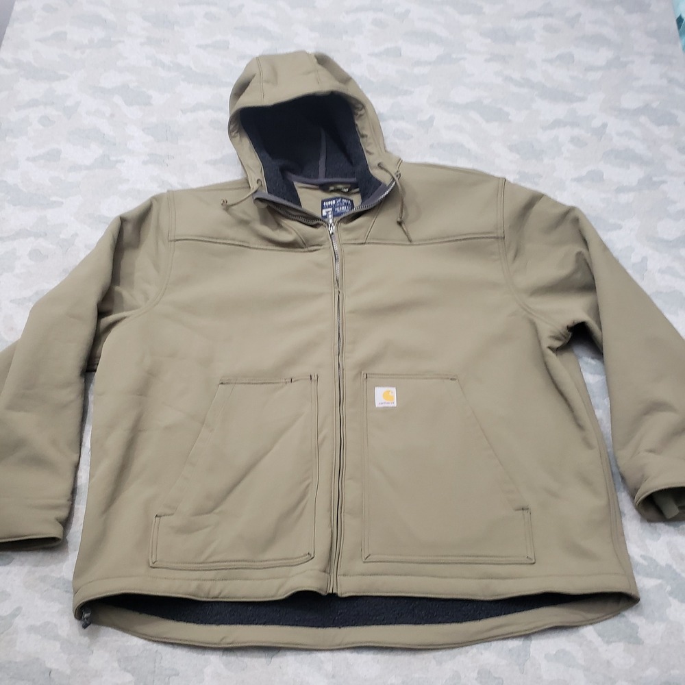 Carhartt Jacket Mens 3XL Brown Sherpa Lined Rain Defender Full Zip Hooded NWOT